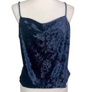Intimately Free People Navy Velvet Draped Neckline Cami Tank